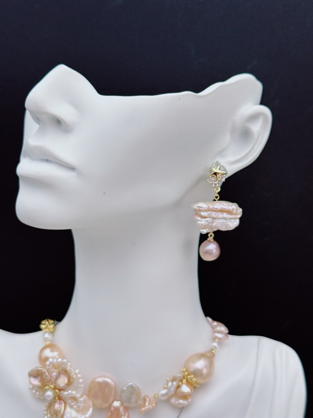 26E402 Handmade Freshwater Baroque Dangling Earrings S925 post - Picture 6 of 8